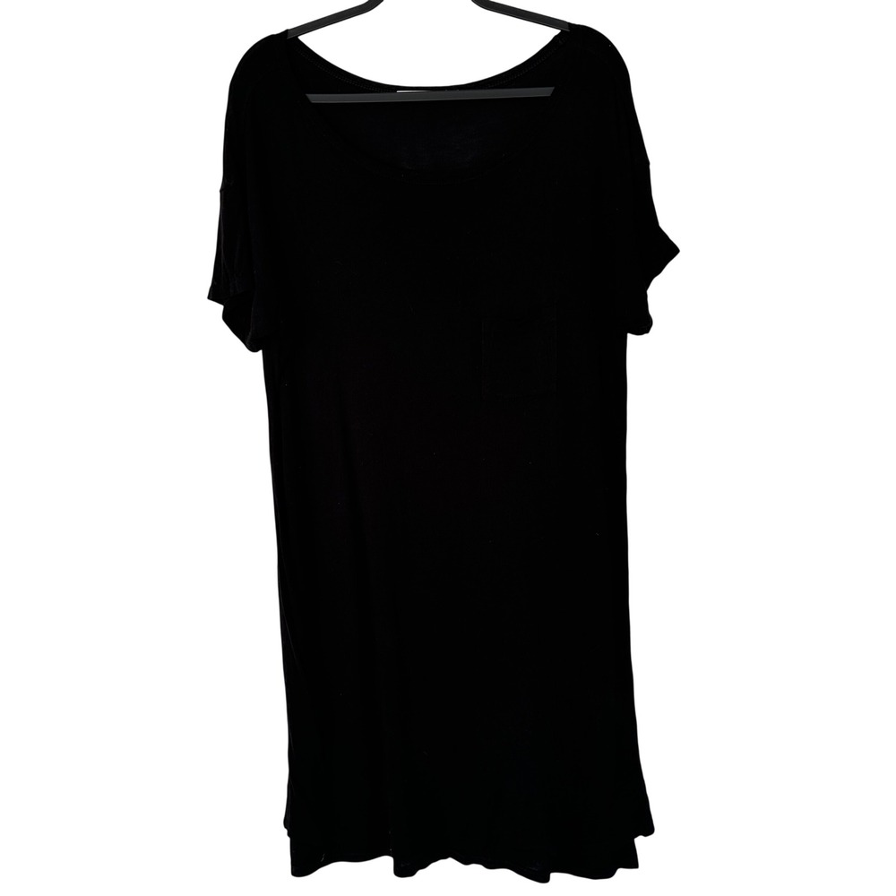 T by Alexander Wang Black Rayon Pocket T-Shirt Dress Scoop Neck Womens Large
